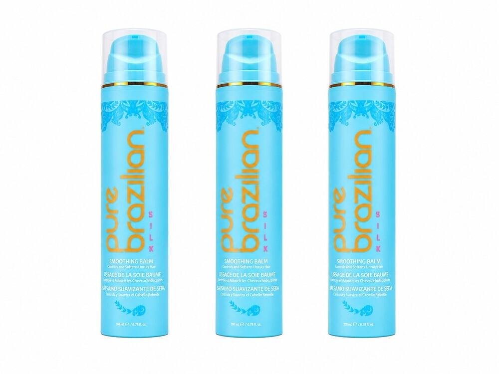 3x Pure Brazilian Silk Smoothing Balm 6.78 fl oz 200mL Frizz Control Hair